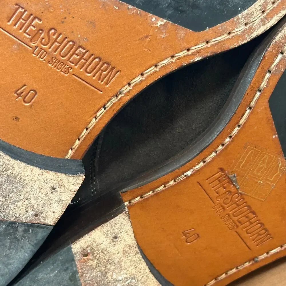 The Shoehorn Men's Brown Suede Leather Monk Oxfords Shoes Size 40